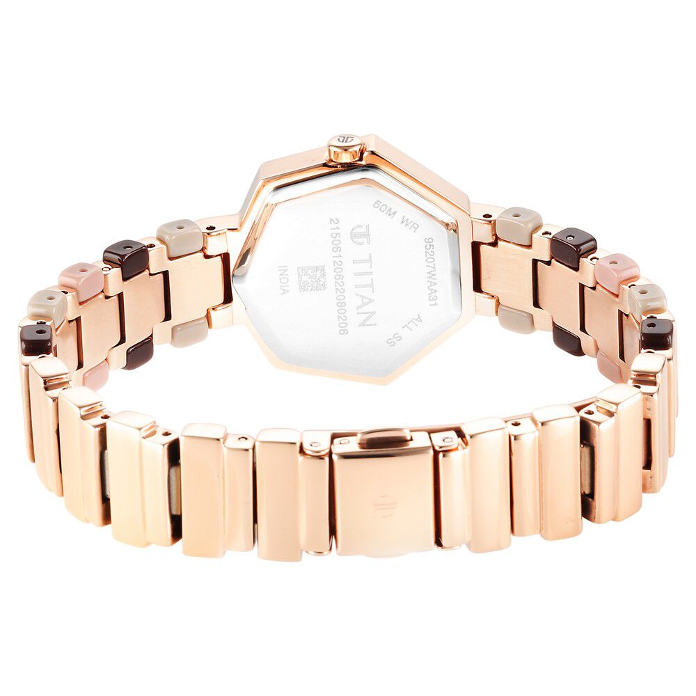 Titan Glitz Rose Gold Dial Analog Metal and Plastic Strap watch for Women - The Watch Factory ®