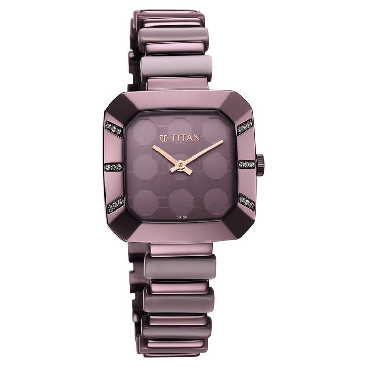 Glitz Purple Dial Metal & Plastic Strap Watch for Women - The Watch Factory ®