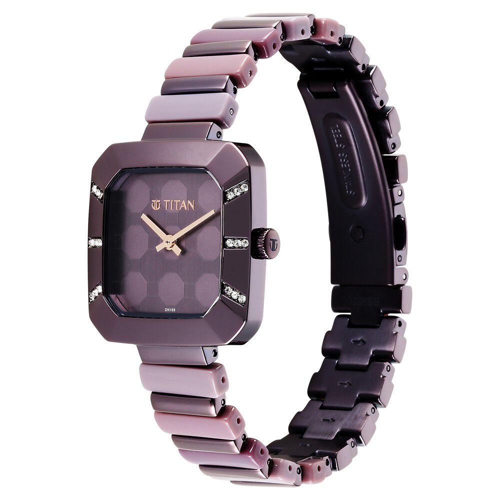 Glitz Purple Dial Metal & Plastic Strap Watch for Women - The Watch Factory ®