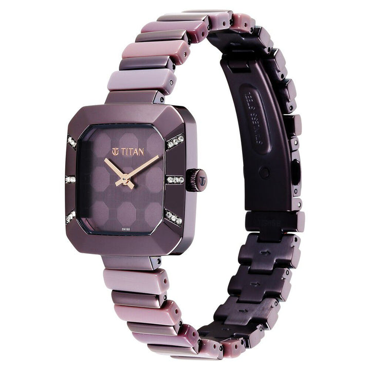 Glitz Purple Dial Metal & Plastic Strap Watch for Women - The Watch Factory ®
