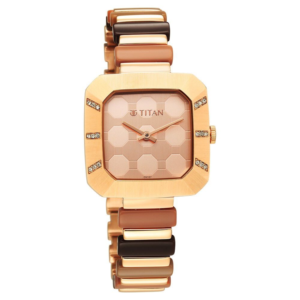 Titan Glitz Rose Gold Dial Analog Metal Strap watch for Women - The Watch Factory ®
