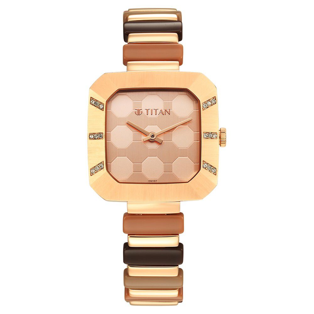 Titan Glitz Rose Gold Dial Analog Metal Strap watch for Women - The Watch Factory ®