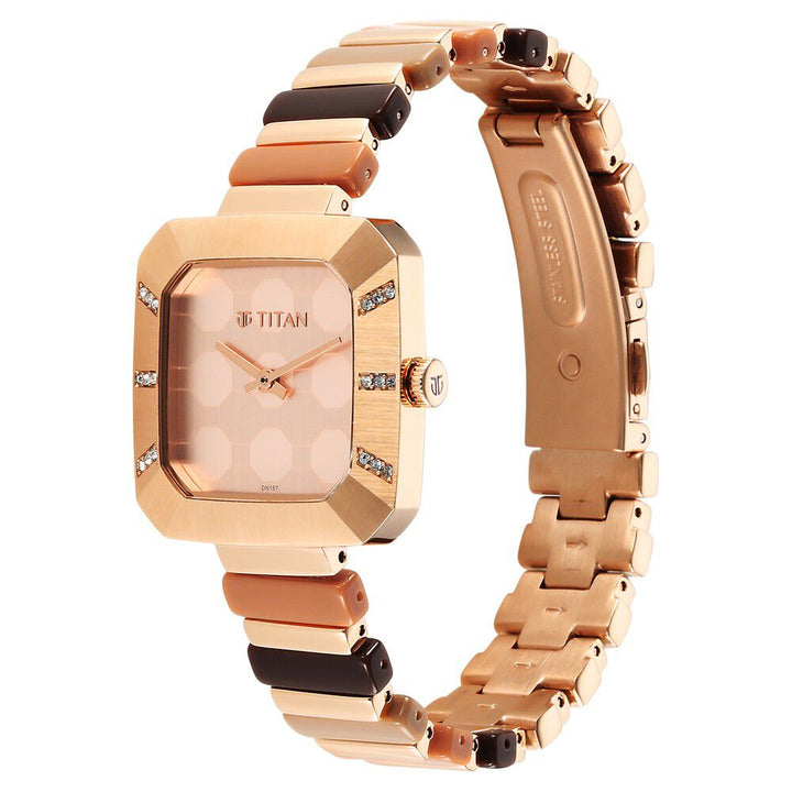 Titan Glitz Rose Gold Dial Analog Metal Strap watch for Women - The Watch Factory ®