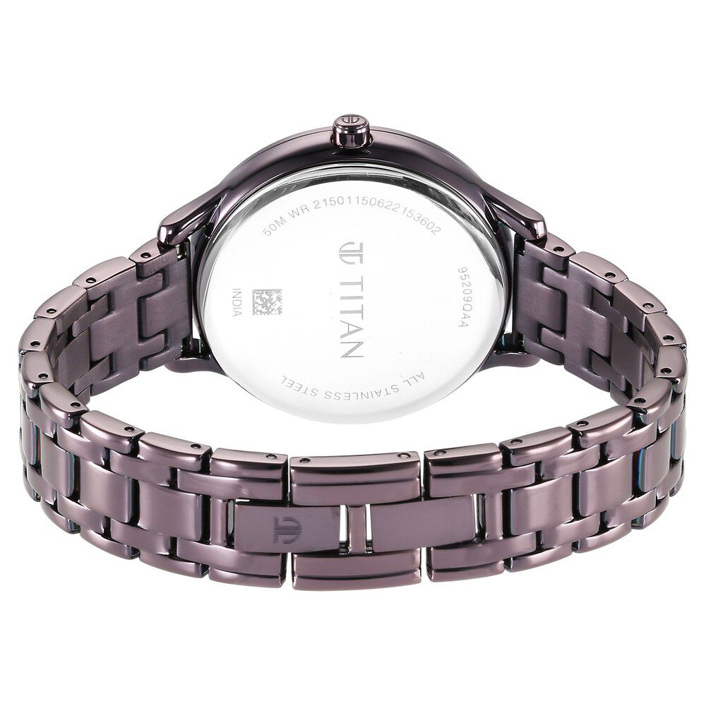 Titan Glitz Purple Dial Analog Stainless Steel Strap Watch for Women - The Watch Factory ®