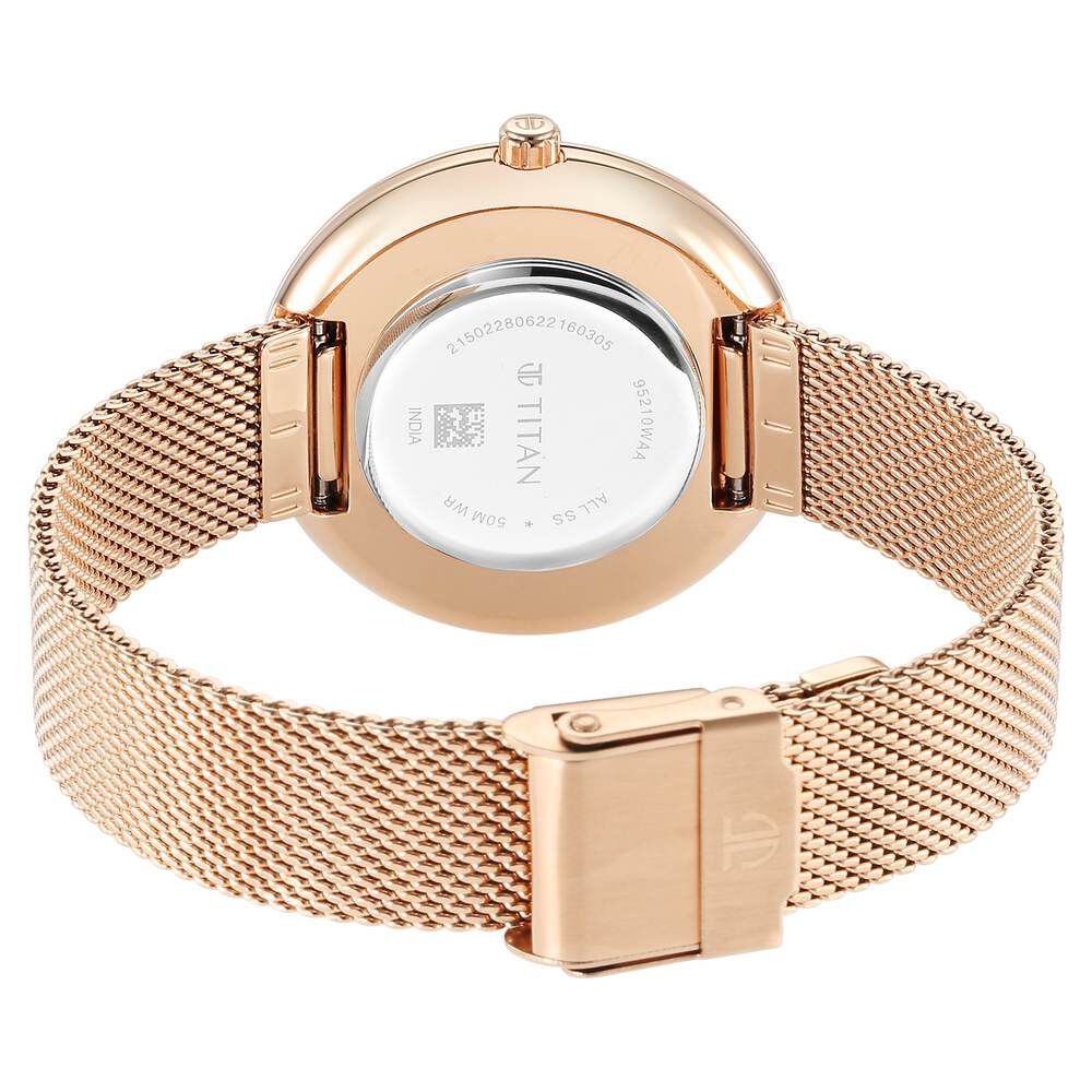 Glitz Rose Gold Dial Stainless Steel Strap Watch for Women - The Watch Factory ®