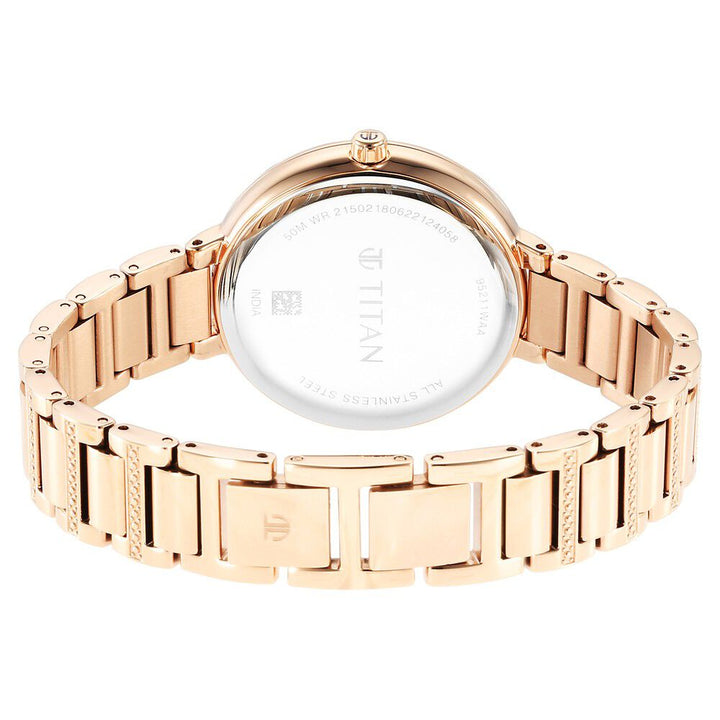 Glitz Rose Gold Dial Stainless Steel Strap Watch for Women - The Watch Factory ®