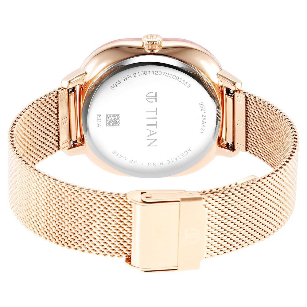 Glitz Rose Gold Dial Stainless Steel Strap Watch for Women - The Watch Factory ®