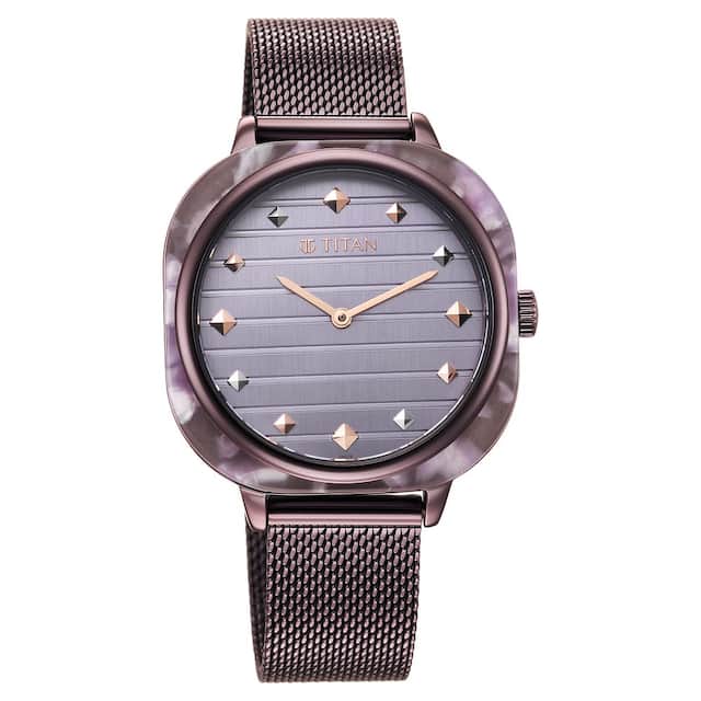 TITAN Glitz Purple Dial Stainless Steel Strap Watch for Women 95212KM02 / NS95212KM02