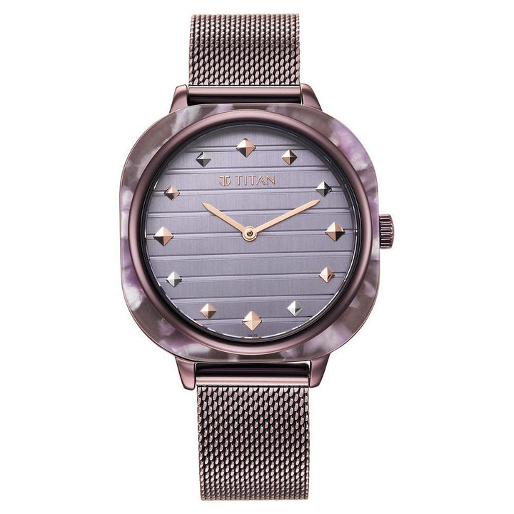 Glitz Purple Dial Stainless Steel Strap Watch for Women - The Watch Factory ®