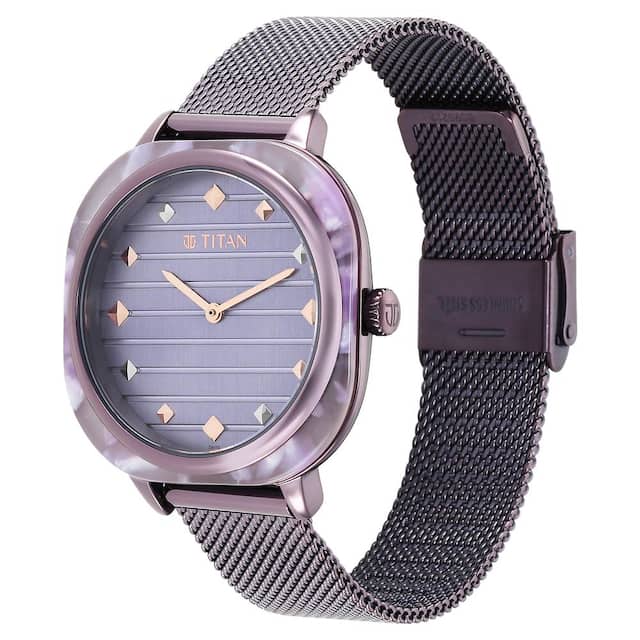 TITAN Glitz Purple Dial Stainless Steel Strap Watch for Women 95212KM02 / NS95212KM02