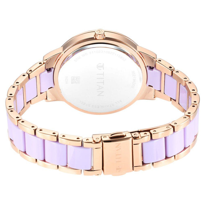 Titan Purple Ceramics Mother of pearl Dial Analog Steel and Ceramic Strap Watch for Women - The Watch Factory ®