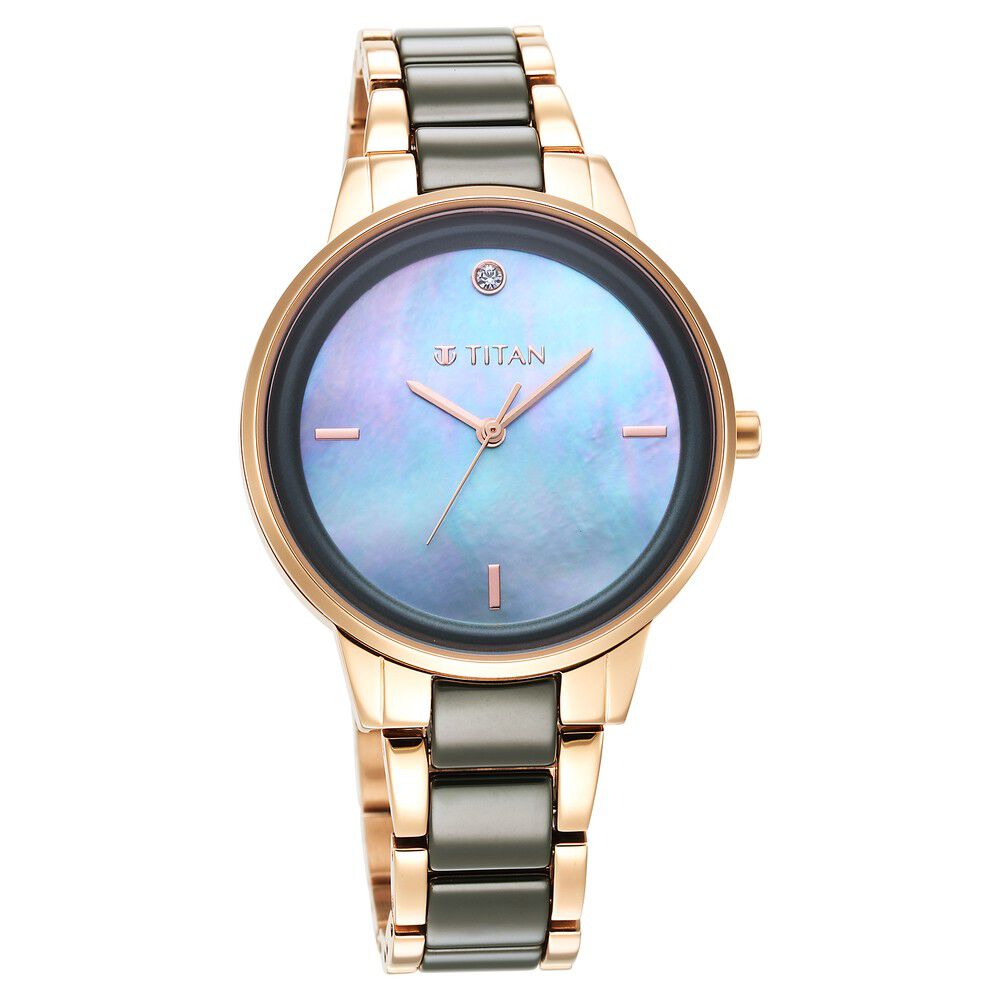 Titan Purple Ceramics Green Dial Analog Steel and Ceramic Strap watch for Women - The Watch Factory ®