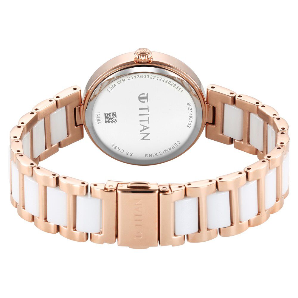 Titan Purple Ceramics Mother Of Pearl Dial Analog Steel and Ceramic Strap watch for Women - The Watch Factory ®