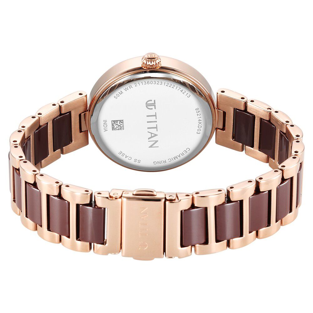 Titan Purple Ceramics Mother of Pearl Dial Analog Steel and Ceramic Strap Watch for Women - The Watch Factory ®