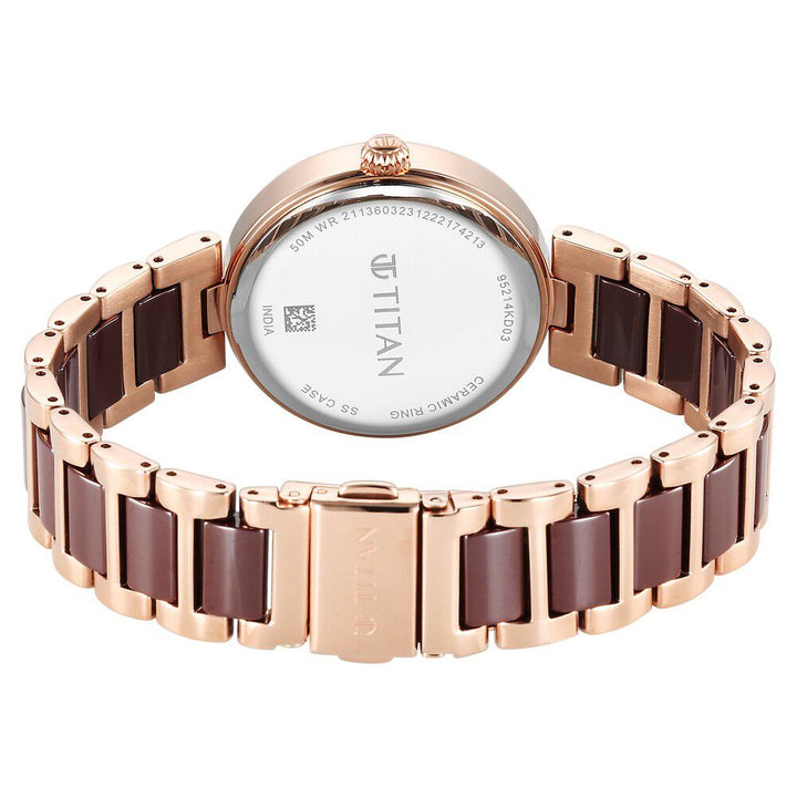 Titan Purple Ceramics Mother of Pearl Dial Analog Steel and Ceramic Strap Watch for Women - The Watch Factory ®