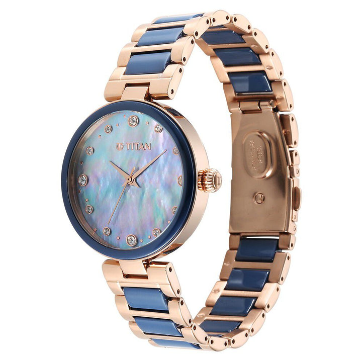 Titan Purple Ceramics Blue Dial Watch for Women - The Watch Factory ®