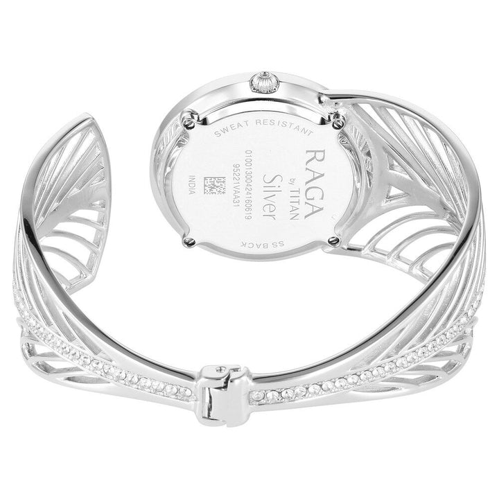 Titan Raga Silver Quartz Analog Blue Dial With Sterling Silver Metal Strap And Case Watch For Women (Large) 95221VM01