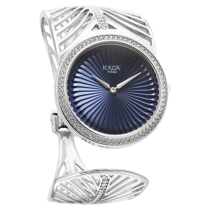 Titan Raga Silver Quartz Analog Blue Dial With Sterling Silver Metal Strap And Case Watch For Women (Small) - The Watch Factory ®