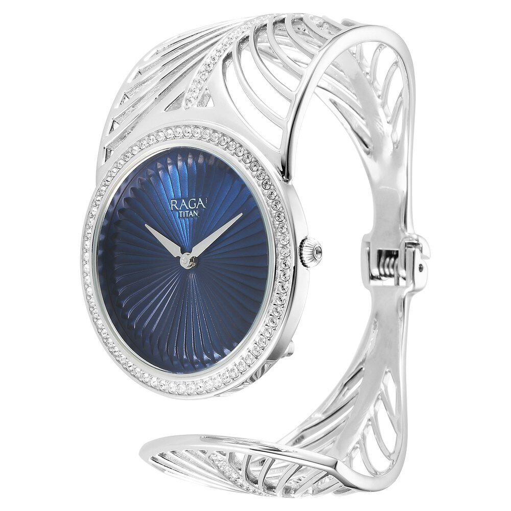 Titan Raga Silver Quartz Analog Blue Dial With Sterling Silver Metal Strap And Case Watch For Women (Small) - The Watch Factory ®