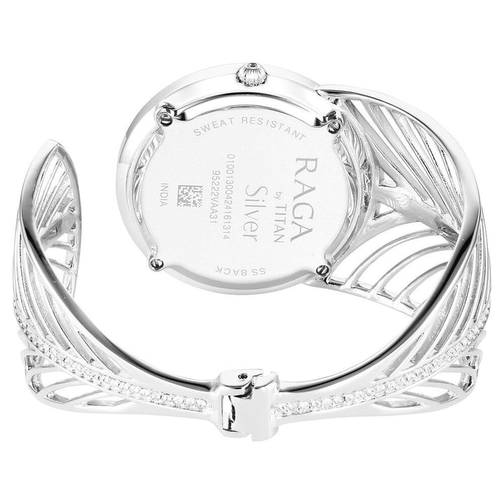 Titan Raga Silver Quartz Analog Blue Dial With Sterling Silver Metal Strap And Case Watch For Women (Small) 95222VM01