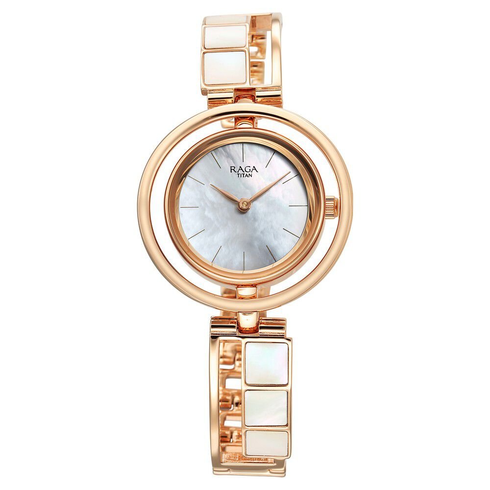 Titan Raga Power Pearls Quartz Analog Mother Of Pearl Dial Metal Strap Watch for Women - The Watch Factory ®