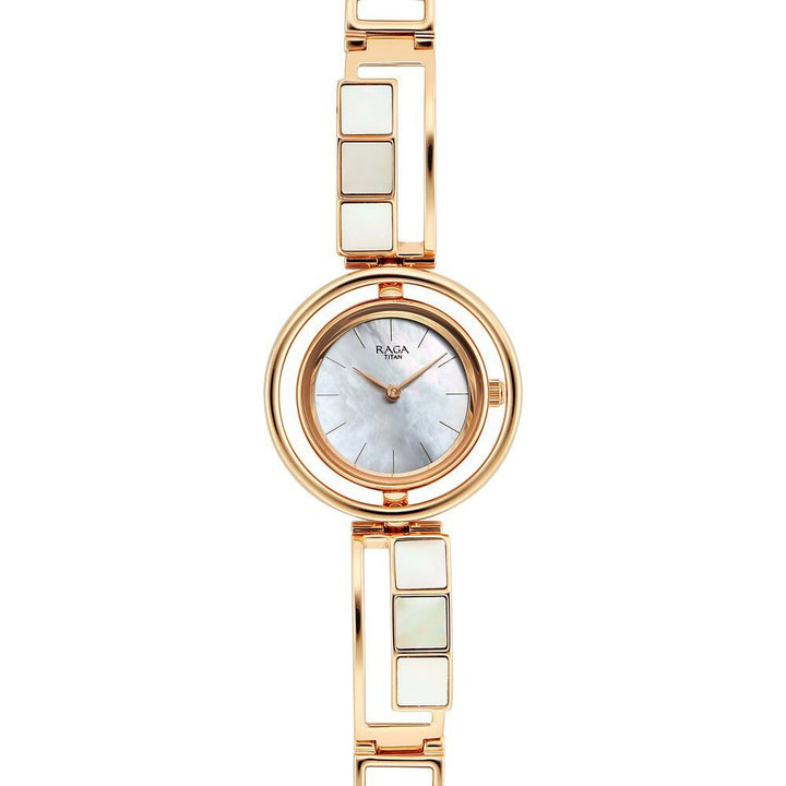 Titan Raga Power Pearls Quartz Analog Mother Of Pearl Dial Metal Strap Watch for Women - The Watch Factory ®