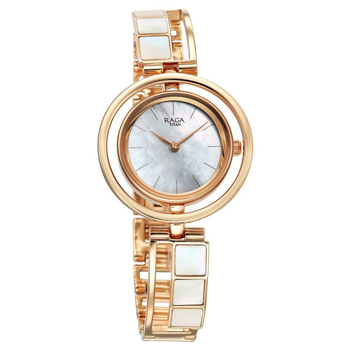 Titan Raga Power Pearls Quartz Analog Mother Of Pearl Dial Metal Strap Watch for Women - The Watch Factory ®