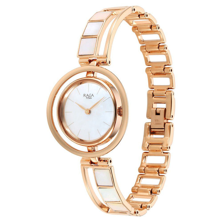 Titan Raga Power Pearls Quartz Analog Mother Of Pearl Dial Metal Strap Watch for Women - The Watch Factory ®