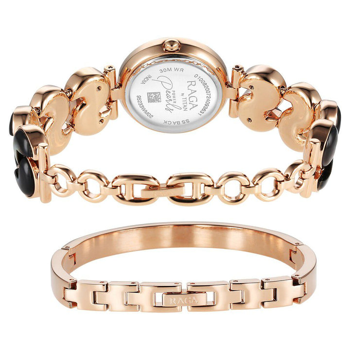 Titan Raga Black Pearl Quartz Analog Mother Of Pearl Dial Metal Strap Watch For Women - The Watch Factory ®