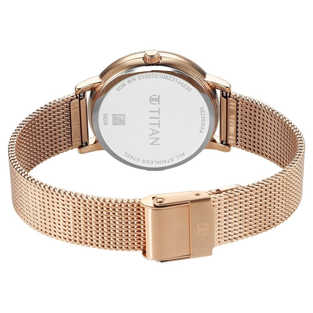 Titan Purple Style Up Quartz Analog Pink Dial Stainless Steel Strap Watch for Women - The Watch Factory ®