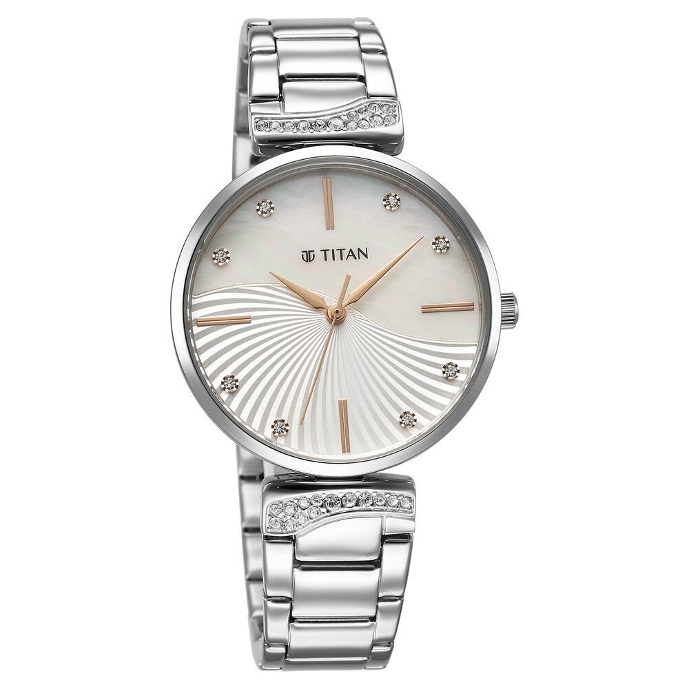 Titan Purple Style Up Quartz Analog Mother Of Pearl Dial Stainless Steel Strap Watch for Women - The Watch Factory ®
