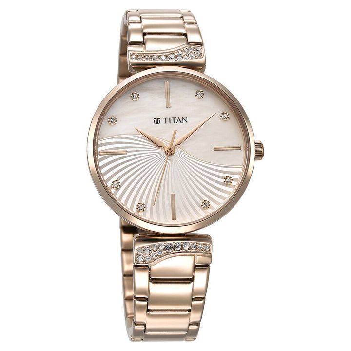 Titan Purple Style Up Quartz Analog Mother Of Pearl Dial Stainless Steel Strap Watch for Women - The Watch Factory ®