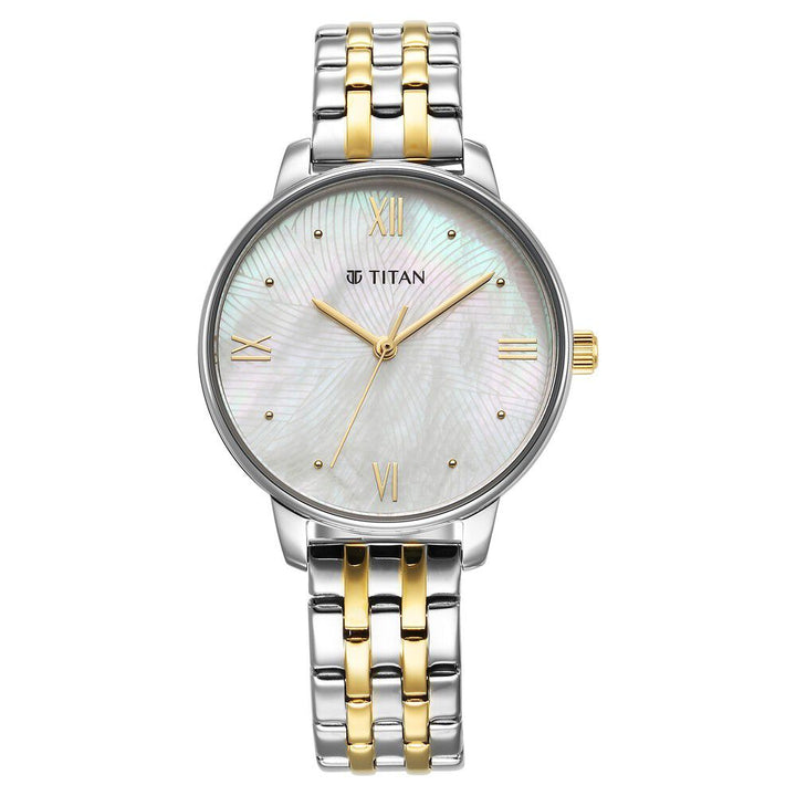 Titan Purple Style Up Quartz Analog Mother Of Pearl Dial Stainless Steel Strap Watch for Women - The Watch Factory ®