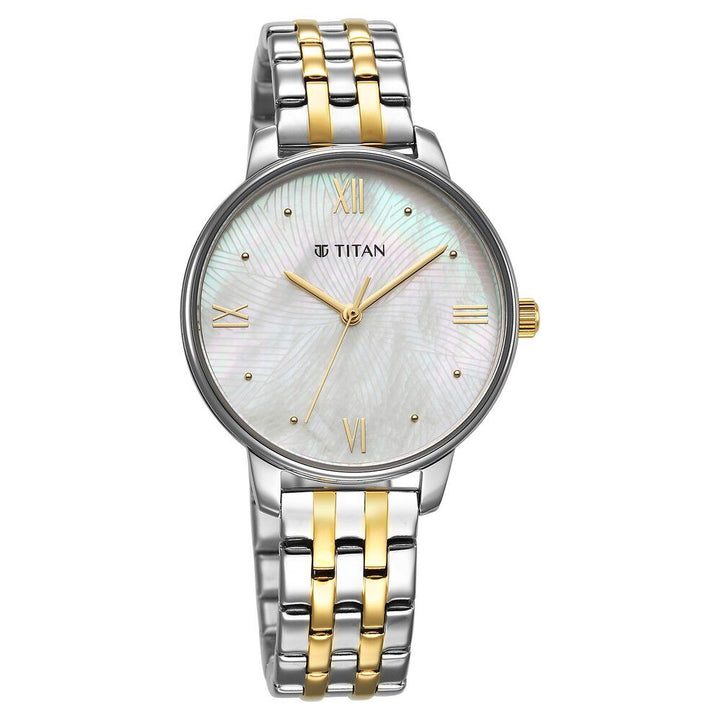 Titan Purple Style Up Quartz Analog Mother Of Pearl Dial Stainless Steel Strap Watch for Women - The Watch Factory ®