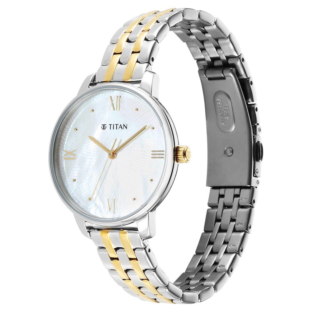 Titan Purple Style Up Quartz Analog Mother Of Pearl Dial Stainless Steel Strap Watch for Women - The Watch Factory ®