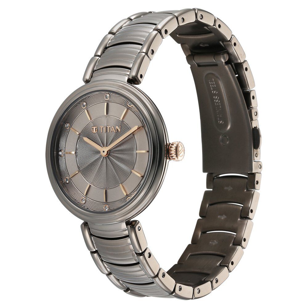 Titan Aura Quartz Analog Titanium Dial With Titanium Stainless Steel Strap Watch for Women - The Watch Factory ®