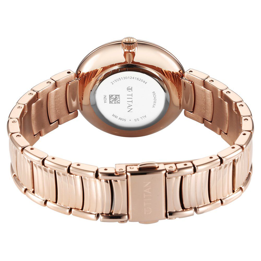 Titan Aura Quartz Analog Rose Gold Dial Rose Gold Stainless Steel Strap Watch for Women - The Watch Factory ®