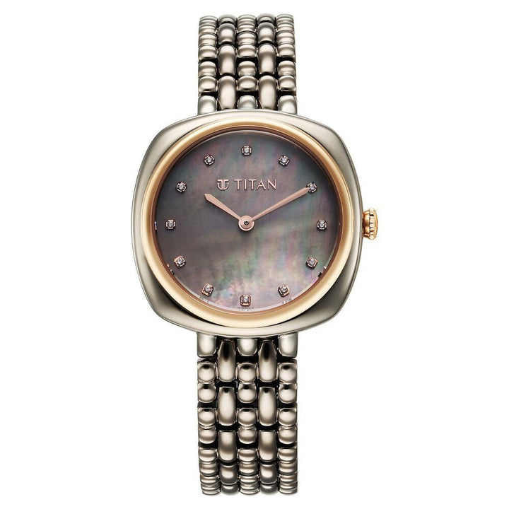 Titan Aura Quartz Analog Titanium Mother of Pearl Dial Titanium Stainless Steel Strap Watch for Women - The Watch Factory ®