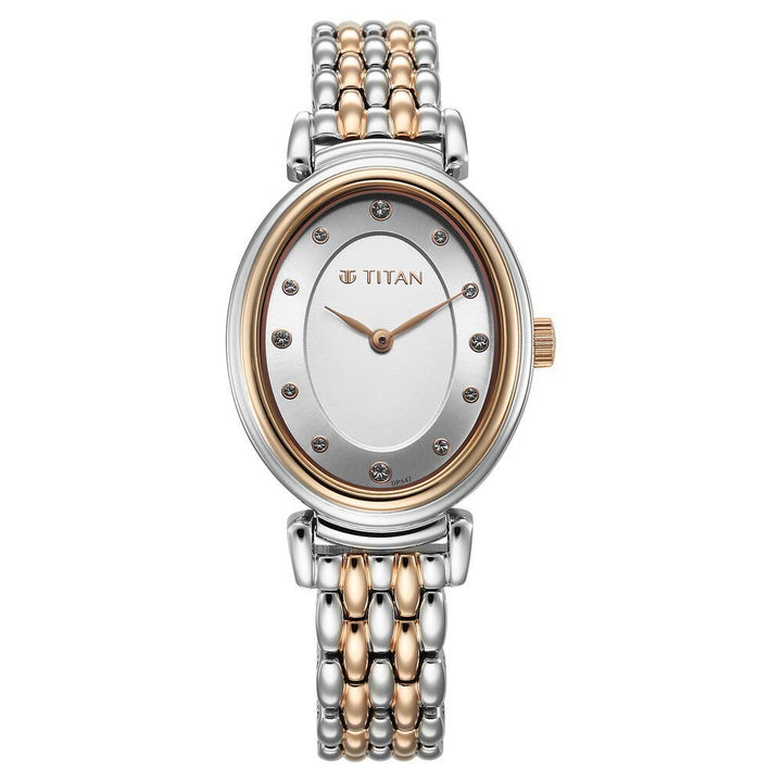 Titan Aura Quartz Analog Silver Dial With Two Toned Stainless Steel Strap Watch For Women - The Watch Factory ®