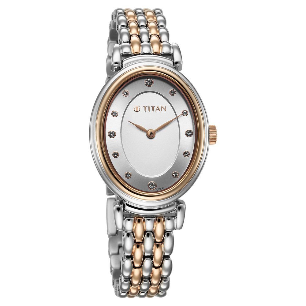 Titan Aura Quartz Analog Silver Dial With Two Toned Stainless Steel Strap Watch For Women - The Watch Factory ®