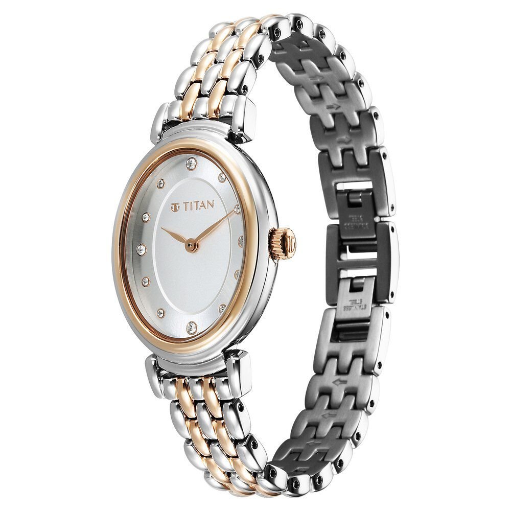 Titan Aura Quartz Analog Silver Dial With Two Toned Stainless Steel Strap Watch For Women - The Watch Factory ®