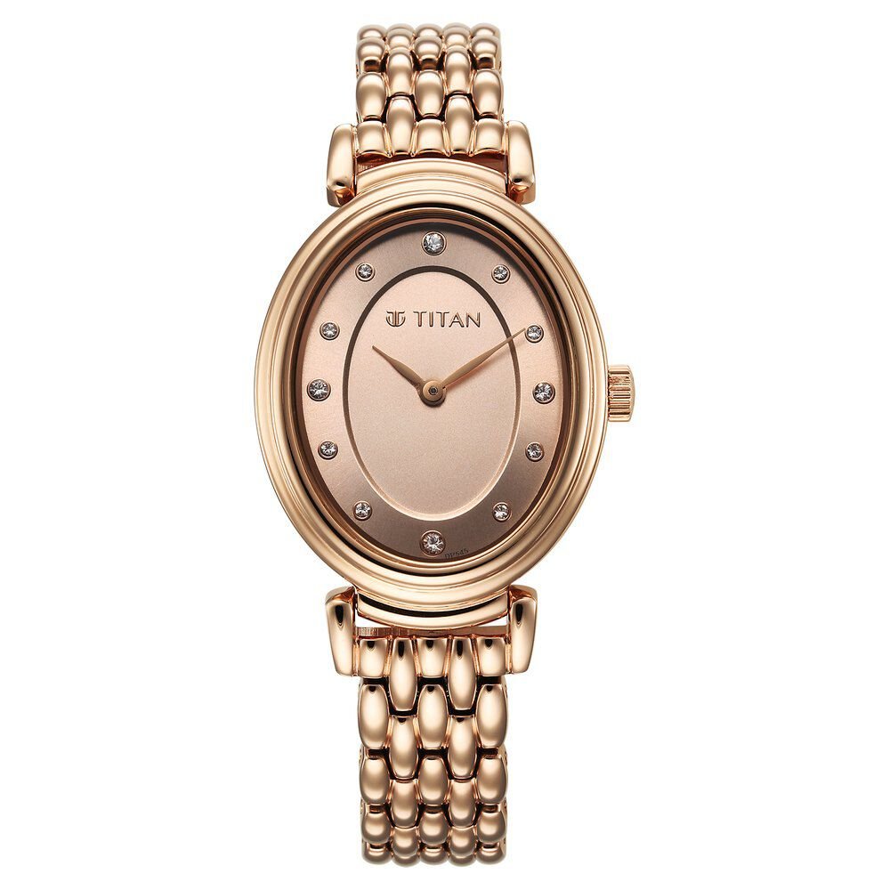 Titan Aura Quartz Analog Rose Gold Dial Rose Gold Stainless Steel Strap Watch for Women - The Watch Factory ®
