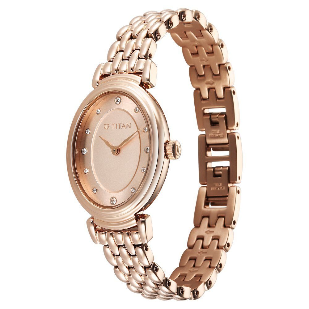 Titan Aura Quartz Analog Rose Gold Dial Rose Gold Stainless Steel Strap Watch for Women - The Watch Factory ®