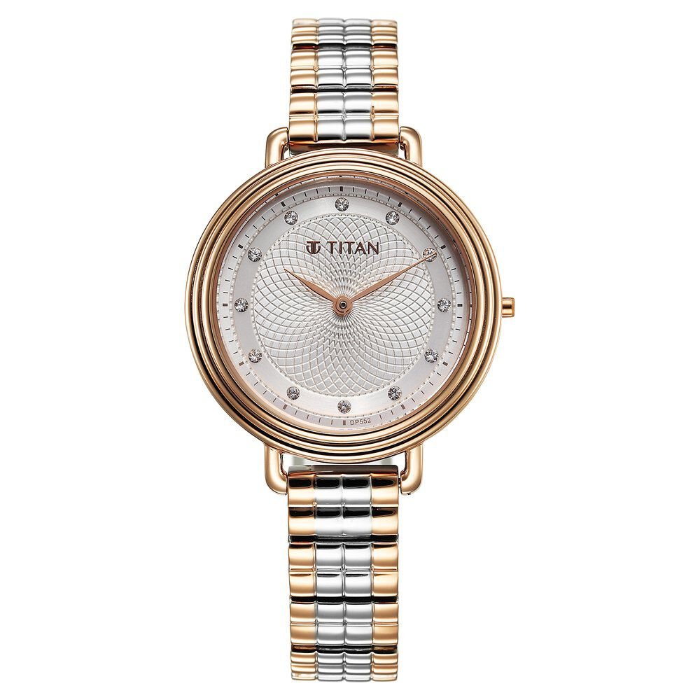 Titan Aura Quartz Analog Silver Dial Two Toned Stainless Steel Strap Watch For Women - The Watch Factory ®
