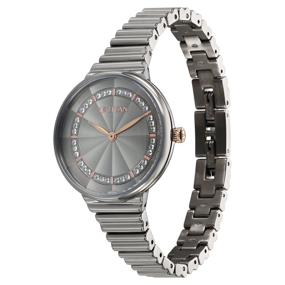 Titan Aura Quartz Analog Grey Dial Stainless Steel Strap Watch for Women - The Watch Factory ®
