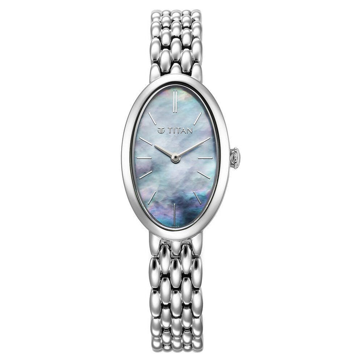 Titan Aura Quartz Analog Mother Of Pearl Dial Stainless Steel Strap Watch for Women - The Watch Factory ®