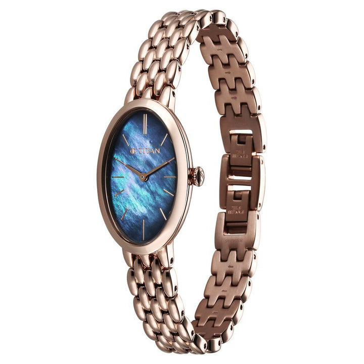 Titan Aura Quartz Analog Mother Of Pearl Dial Stainless Steel Strap Watch for Women - The Watch Factory ®