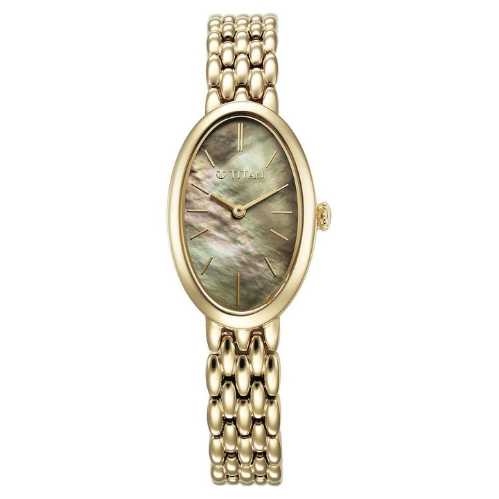 Titan Aura Quartz Analog Mother Of Pearl Dial Stainless Steel Strap Watch for Women - The Watch Factory ®