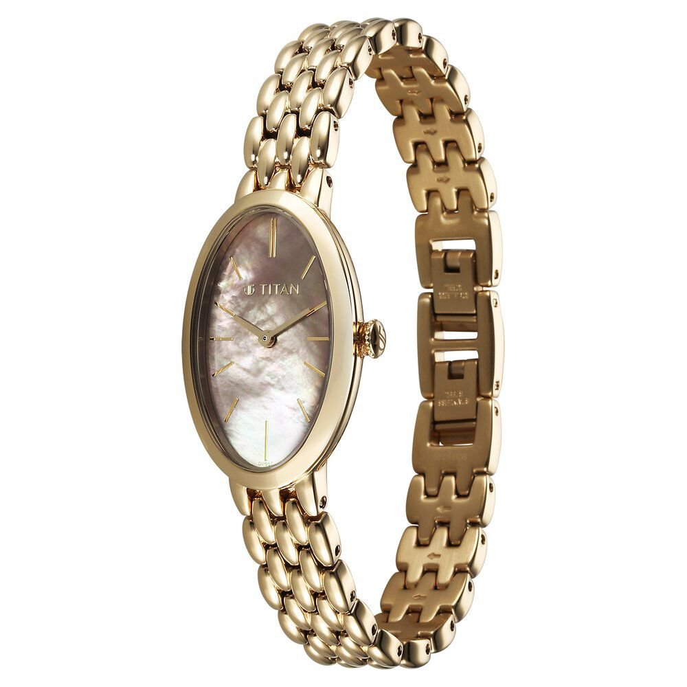 Titan Aura Quartz Analog Mother Of Pearl Dial Stainless Steel Strap Watch for Women - The Watch Factory ®