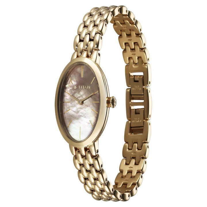 Titan Aura Quartz Analog Mother Of Pearl Dial Stainless Steel Strap Watch for Women - The Watch Factory ®